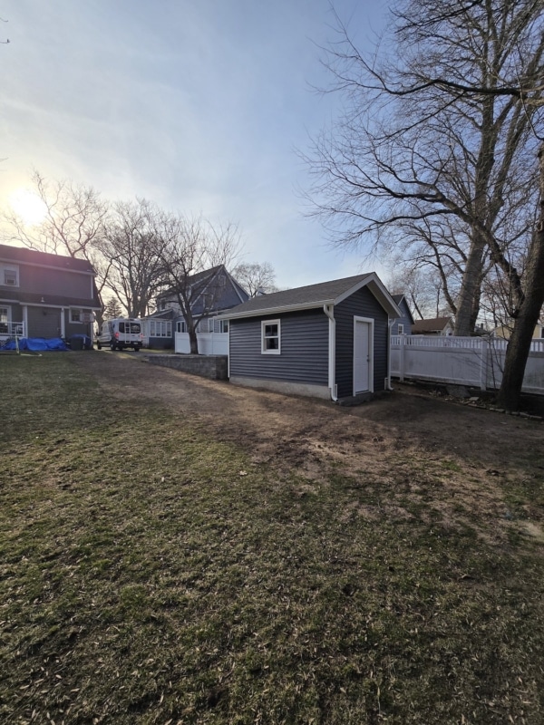 Completed New Garage Build in Westwood, NJ by Loughlin And Son Construction from the Back Side