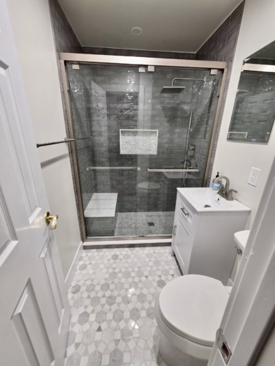 Bathroom Renovation in Pearl River, NY by Loughlin & Son Construction in Grey Tones