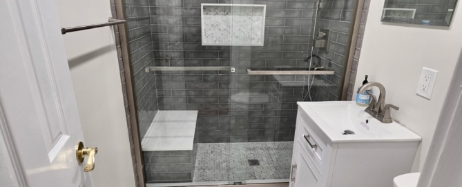Bathroom Renovation in Pearl River, NY by Loughlin & Son Construction in Grey Tones